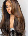 TEXTURED STRAIGHT READY TO SHIP 6*6 HD WIG 26” CUSTOM COLORED BLONDE HIGHLIGHTS