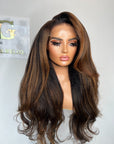 TEXTURED STRAIGHT READY TO SHIP 6*6 HD WIG 26” CUSTOM COLORED BLONDE HIGHLIGHTS