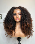 Raw Elite Kinky Curly 5x5 CLOSURE WIG 22” Ombré honey blonde