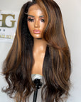 TEXTURED STRAIGHT READY TO SHIP 6*6 HD WIG 26” CUSTOM COLORED BLONDE HIGHLIGHTS