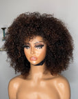 READY TO SHIP 5*5 Lace Mushroom Cut Bang Honey Brown