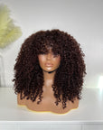 REDDISH AUBURN SOFT KINKS FRINGE WIG 5*5 Closure CUSTOM MADE