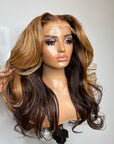 READY TO SHIP 5*5 HD CUSTOM COLORED BLONDE/CHOCOLATE BROWN 18”