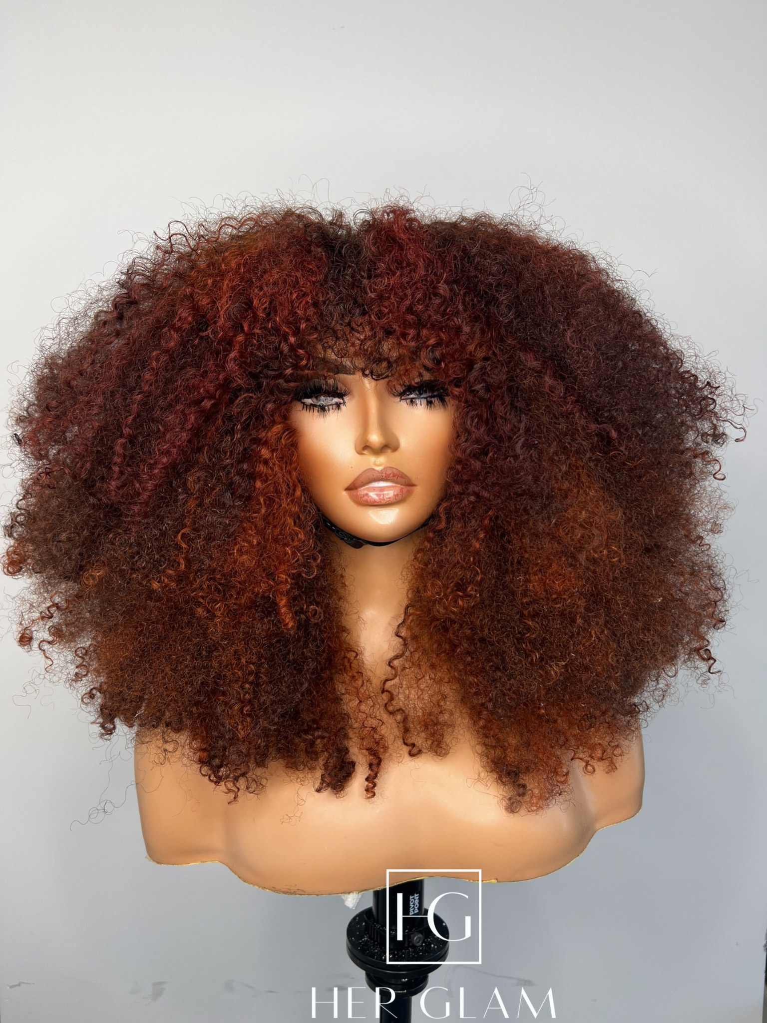 COPPER RED HIGHLIGHTS CUSTOM COLOR UNIT KINKY CURLY