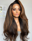 TEXTURED STRAIGHT READY TO SHIP 6*6 HD WIG 26” CUSTOM COLORED BLONDE HIGHLIGHTS