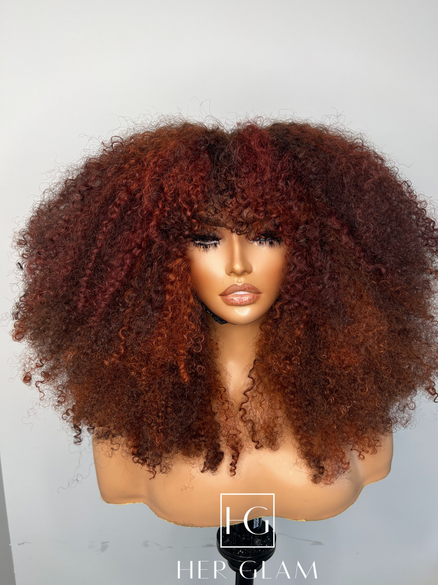 COPPER RED HIGHLIGHTS CUSTOM COLOR UNIT KINKY CURLY