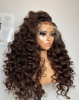 READY TO SHIP TWO TONE 24”CHOCOLATE CUSTOM COLOR UNIT KINKY STRAIGHT 13*4 CLOSURE KINKY EDGES 4c