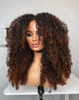 READY TO SHIP Raw LAO Kinky Curly 5x5 CLOSURE WIG 24” Ombré Warm honey blonde
