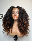 Raw Elite Kinky Curly 5x5 CLOSURE WIG 22” Ombré honey blonde