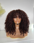 REDDISH AUBURN SOFT KINKS FRINGE WIG 5*5 Closure CUSTOM MADE