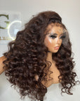 READY TO SHIP TWO TONE 24”CHOCOLATE CUSTOM COLOR UNIT KINKY STRAIGHT 13*4 CLOSURE KINKY EDGES 4c