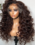 READY TO SHIP TWO TONE 24”CHOCOLATE CUSTOM COLOR UNIT KINKY STRAIGHT 13*4 CLOSURE KINKY EDGES 4c