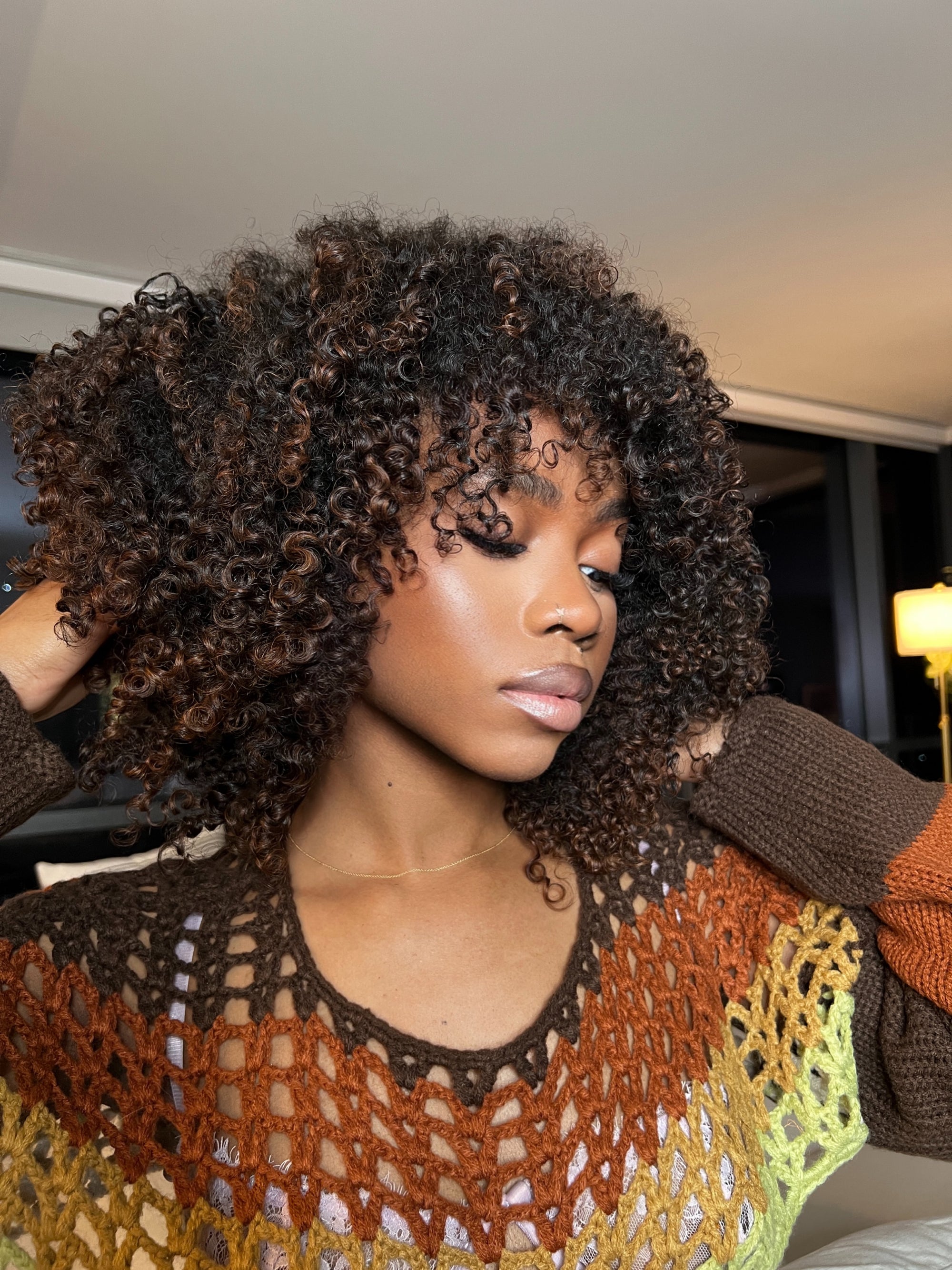 Full Fringe Bang Wig/ No Lace Mushroom Cut. Honey Brown UPGRADE 5*5 LACE CUSTOM MADE