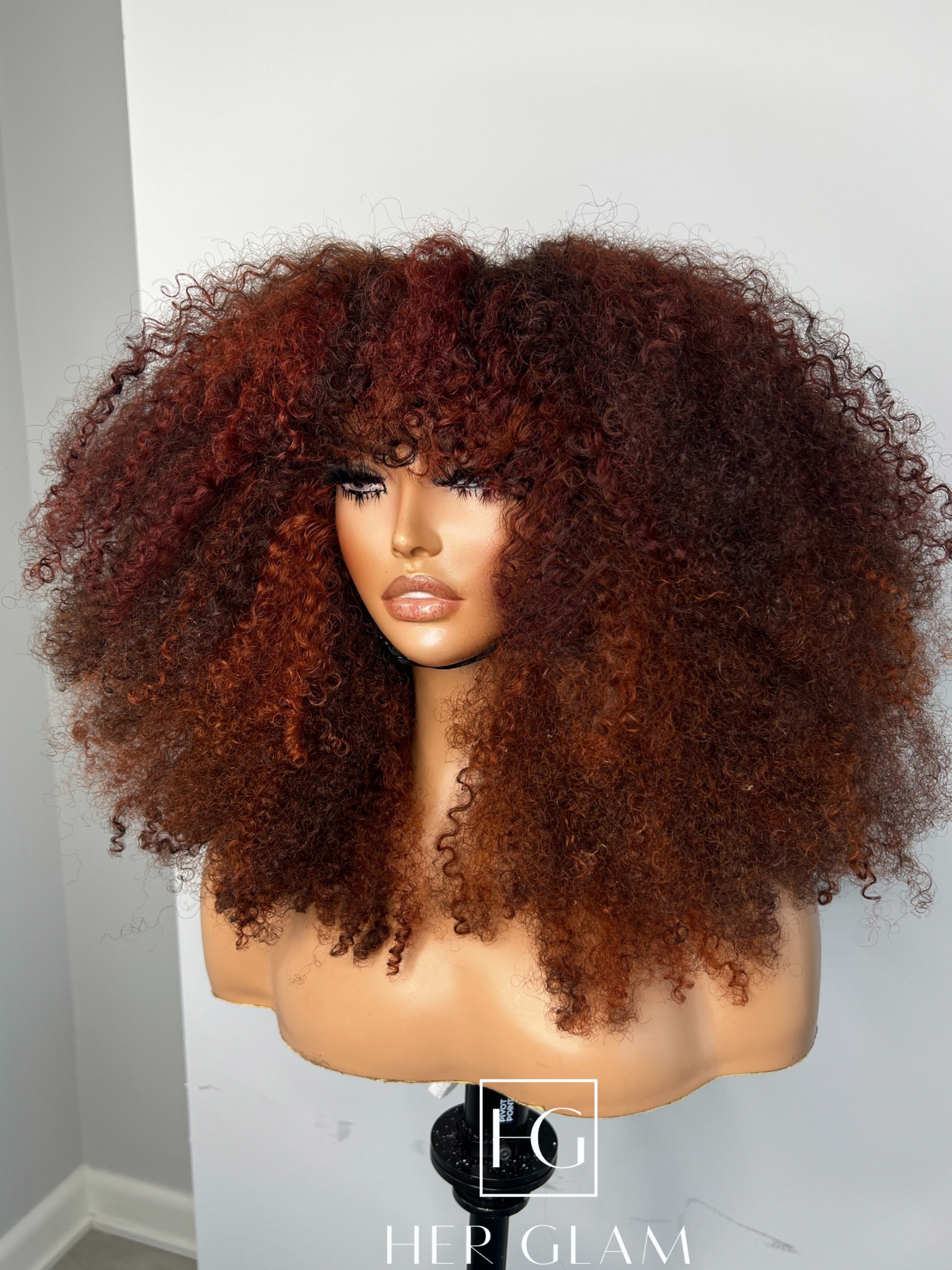 COPPER RED HIGHLIGHTS CUSTOM COLOR UNIT KINKY CURLY