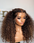 20” READY YO SHIP BURMESE CURLY LIGHY BROWN WITH WARM HONEY BLONDE HIGHLIGHTS