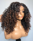 6*6 CUSTOM COLOR UNIT BURMESE CURLY BLACK WITH HONEY BROWN HIGHLIGHTS READY TO SHIP