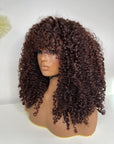 REDDISH AUBURN SOFT KINKS FRINGE WIG 5*5 Closure CUSTOM MADE