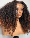 Raw Elite Kinky Curly 5x5 CLOSURE WIG 22” Ombré honey blonde