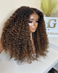 READY TO SHIP  6x6 HD LACE CLOSURE (HONEY BLONDE HIGHLIGHTS ) PLUSH CURL CUSTOM COLOR 22”