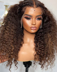20” READY YO SHIP BURMESE  CURLY LIGHY BROWN WITH  WARM HONEY BLONDE HIGHLIGHTS