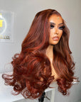 REDADY TO SHIP  COPPER/RED HIGHLIGHTS 6*6 CAMBODIAN WAVY WAVY (made with three bundles)