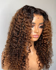 READY TO SHIP 20” Premium virgin kinky curly hair 5*5 HD lace. Custom colored Honey Blonde