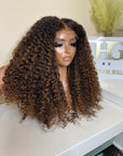 READY TO SHIP  6x6 HD LACE CLOSURE (HONEY BLONDE HIGHLIGHTS ) PLUSH CURL CUSTOM COLOR 22”