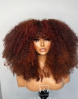 COPPER RED HIGHLIGHTS CUSTOM COLOR UNIT KINKY CURLY 13X4