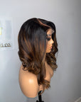 READY TO SHIP 12” Premium virgin hair 5*5 HD lace.  Custom colored honey Blonde highlights.