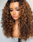 READY TO SHIP 20” Premium virgin kinky curly hair 5*5 HD lace. Custom colored Honey Blonde