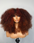 COPPER RED HIGHLIGHTS CUSTOM COLOR UNIT KINKY CURLY 13X4