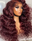 TWO TONE 24” DEEP CHERRY KINKY STRAIGHT 6*6 CLOSURE KINKY EDGES 4c CUSTOM COLOR UNIT  (Ready To Ship) STAIN LACE FINAL SALE