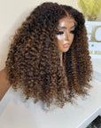 READY TO SHIP  6x6 HD LACE CLOSURE (HONEY BLONDE HIGHLIGHTS ) PLUSH CURL CUSTOM COLOR 22”