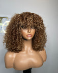 READY TO SHIP 14” Premium virgin kinky curly hair 5*5 HD lace. Custom colored Honey Blonde
