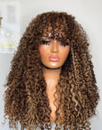 READY TO SHIP 6*6 LACE FRONTAL KINKY COILY BROWN WITH ASH BLONDE HIGHLIGHTS 24”