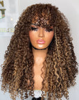 READY TO SHIP 6*6 LACE FRONTAL KINKY COILY BROWN WITH ASH BLONDE HIGHLIGHTS 24”