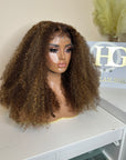 20” Premium virgin kinky curly hair 5*5 HD lace with ventilation 4C edges