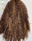 READY TO SHIP 6*6 LACE FRONTAL KINKY COILY BROWN WITH ASH BLONDE HIGHLIGHTS 24”