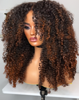 READY TO SHIP Raw LAO Kinky Curly 5x5 CLOSURE WIG 24” Ombré Warm honey blonde