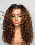 READY TO SHIP 20” Premium virgin kinky curly hair 5*5 HD lace. Custom colored Honey Blonde