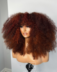 COPPER RED HIGHLIGHTS CUSTOM COLOR UNIT KINKY CURLY 13X4