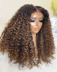 READY TO SHIP  6x6 HD LACE CLOSURE (HONEY BLONDE HIGHLIGHTS ) PLUSH CURL CUSTOM COLOR 22”