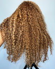 READY TO SHIP 13*6 LACE FRONTAL KINKY COILY BLONDE HIGHLIGHTS WITH VENTILATED 4C EDGES. 24”