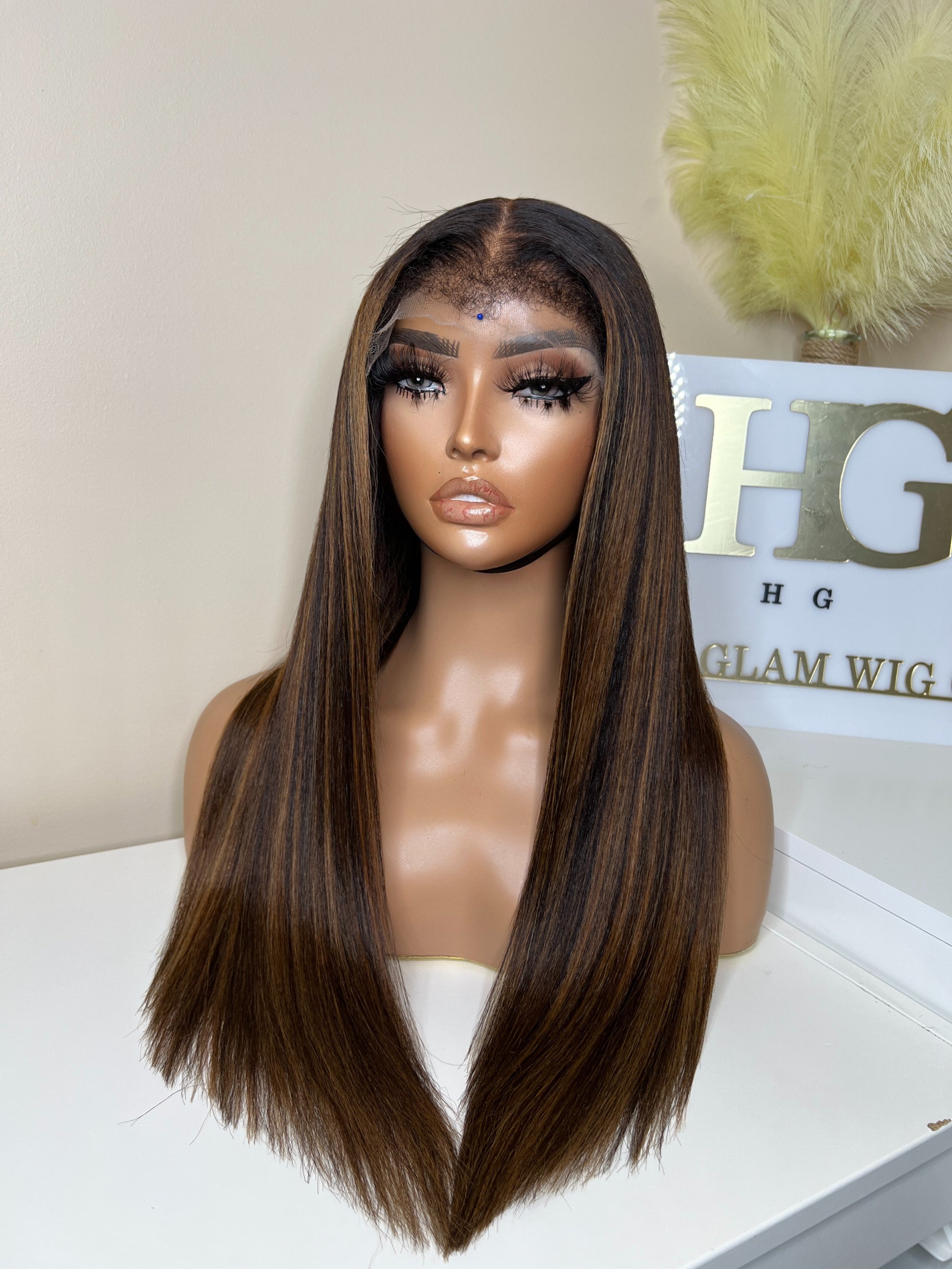 20” Premium virgin kinky straight hair 5*5 HD lace with ventilation 4C edges