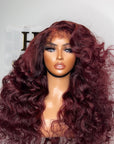 TWO TONE 24” DEEP CHERRY KINKY STRAIGHT 6*6 CLOSURE KINKY EDGES 4c CUSTOM COLOR UNIT  (Ready To Ship) STAIN LACE FINAL SALE