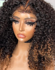 READY TO SHIP 18” Premium virgin kinky curly hair 6*6 HD lace with ventilation 4C edges Ombré blonde
