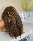 22” Premium virgin kinky curly hair 5*5 HD lace Ash Blonde Highlights