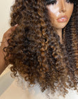 READY TO SHIP  6x6 HD LACE CLOSURE (HONEY BLONDE HIGHLIGHTS ) PLUSH CURL CUSTOM COLOR 22”